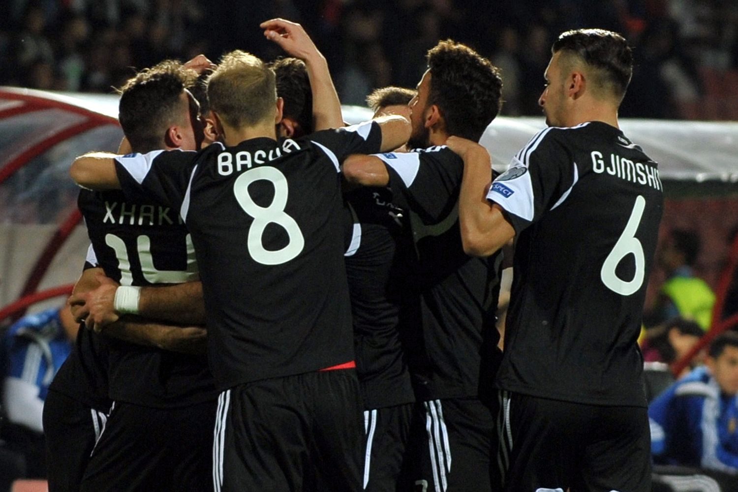 Albānijas futbola izlase līksmo par tikšanu finālturnīrā. Foto: UEFA.com
